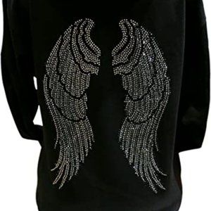 Gorgeous Black Angel Wings Zip Up Hoodie